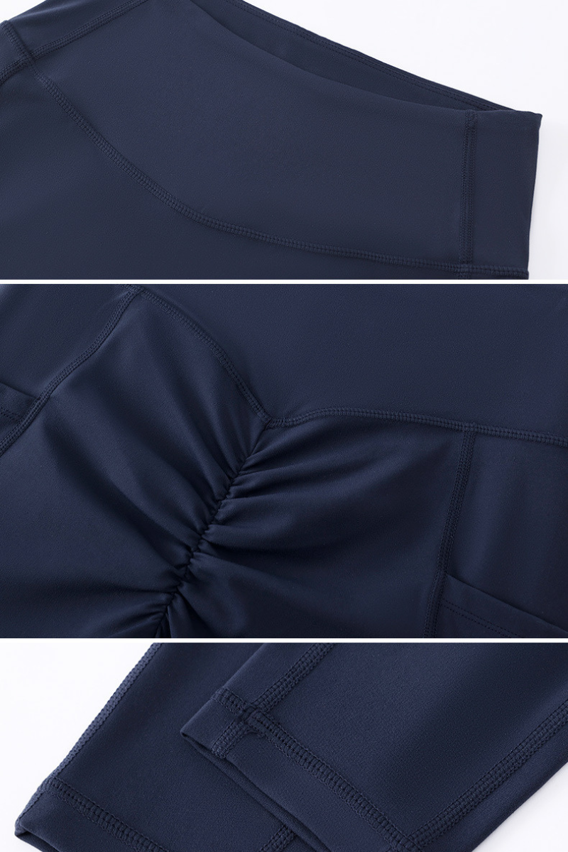 Women's High Waist Pleated Buttock Lift Pocket Yoga Leggings