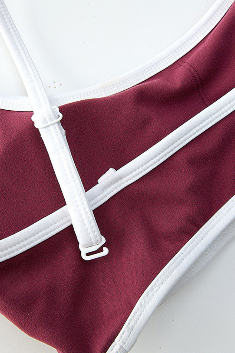 Women's Athletic Color-Block U-neck Adjustable Straps Bra