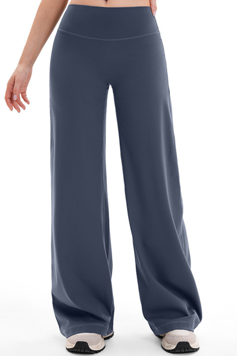 Women's Brushed Wide Waistband Draped Wide Leg Pants