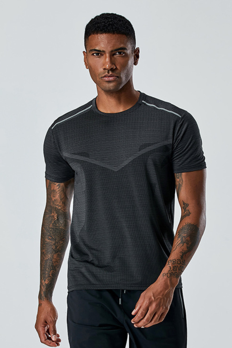 Men's Summer Mesh Reflective Stripe Quick Dry Sports T-shirt