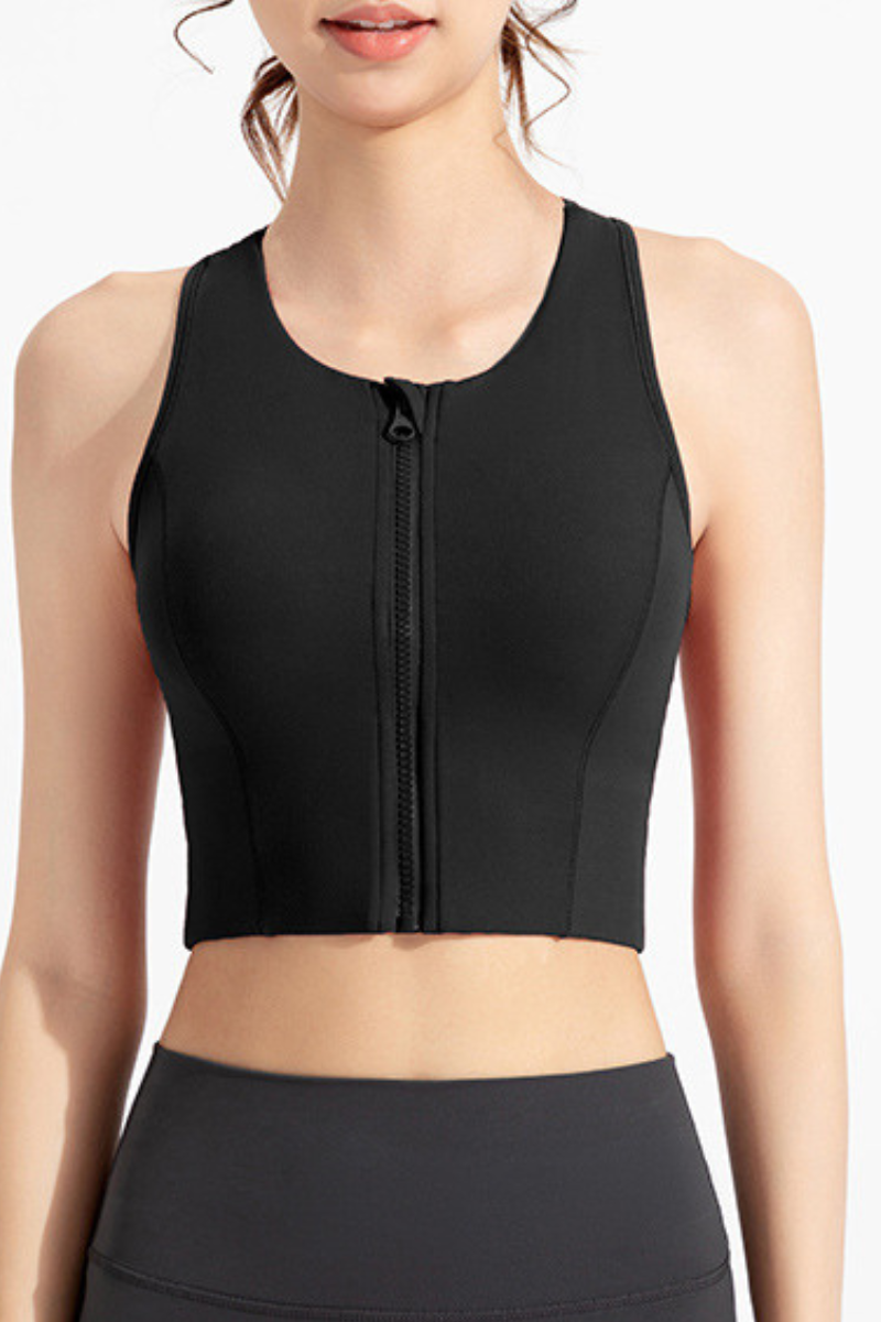 Women's Front Zipper High Impact Naked Feel Sports Bra