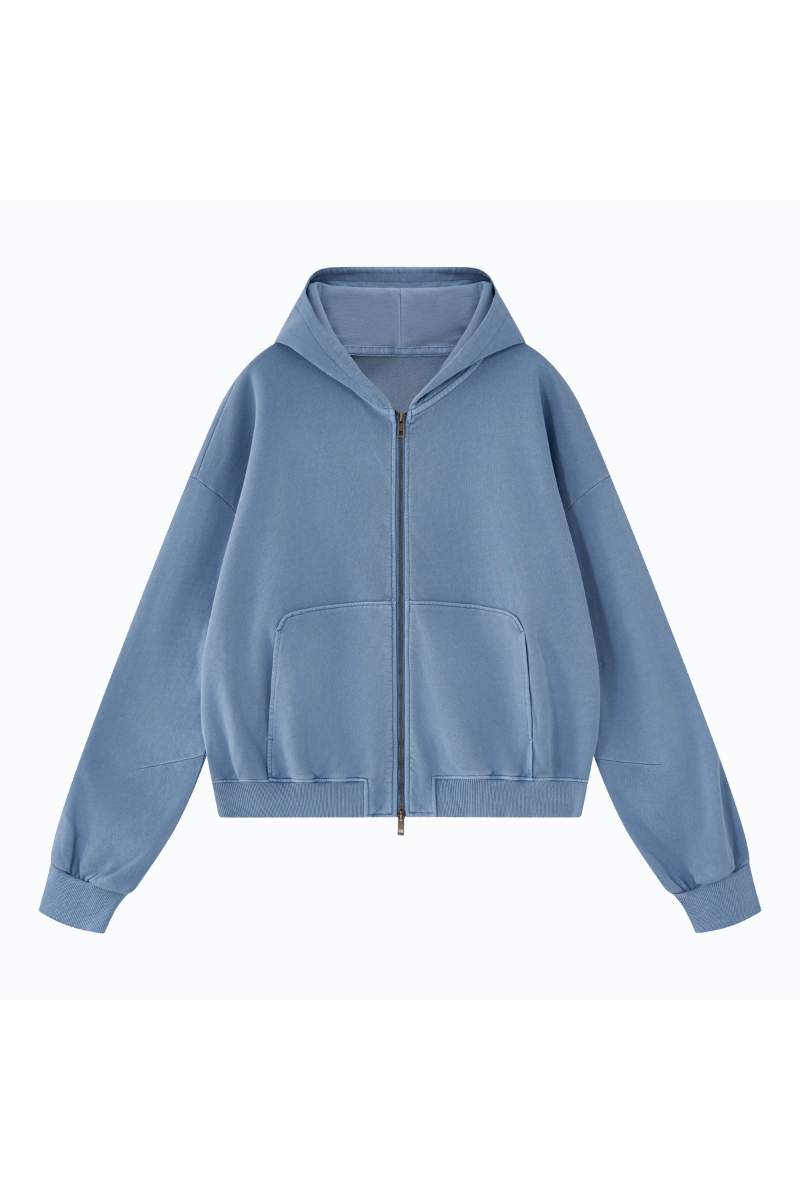 Men's Fall 100% Cotton 360G Boxy Cropped Two‑Way Zip Jacket