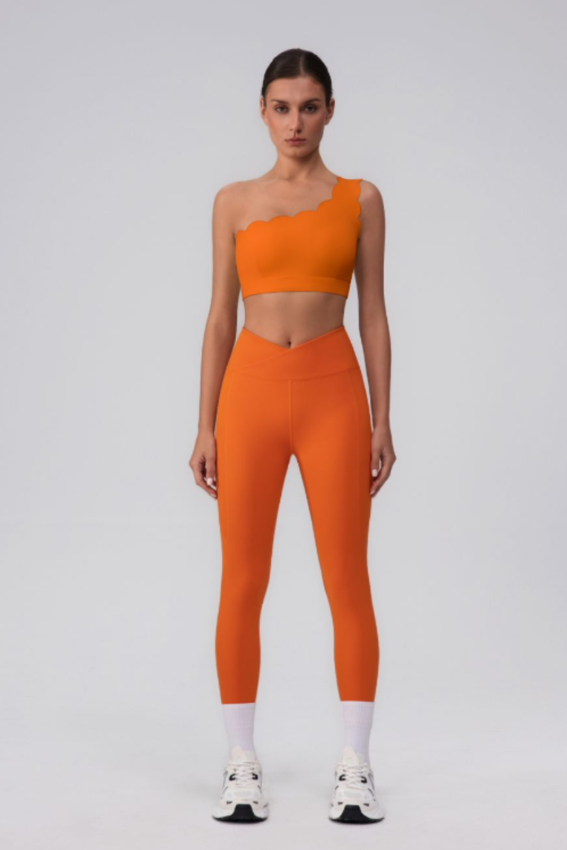 Women's Asymmetric One-Shoulder Bra & V-Waist Leggings Set