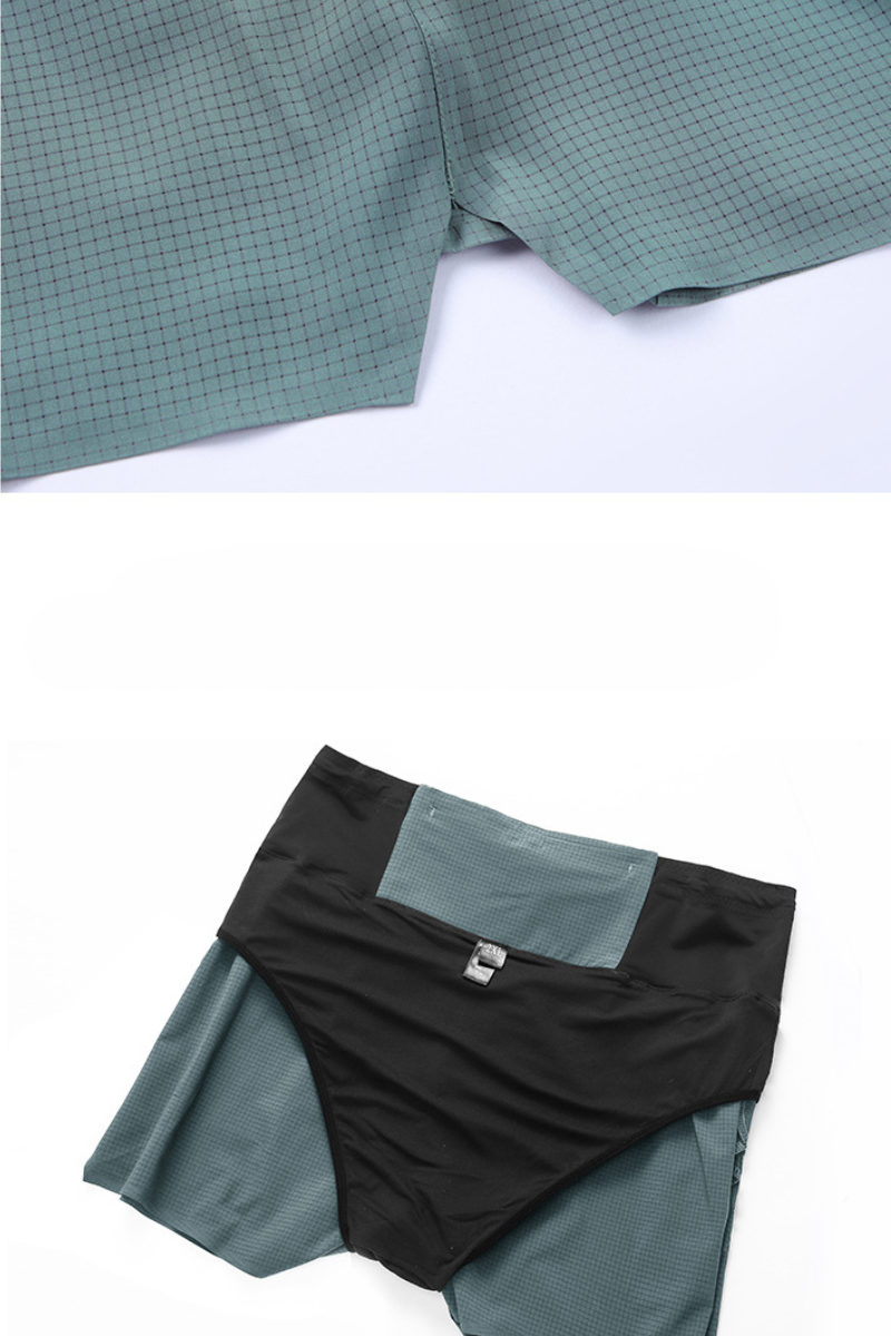 Men High Waist Multi-Pocket 2-in-1 Running Shorts