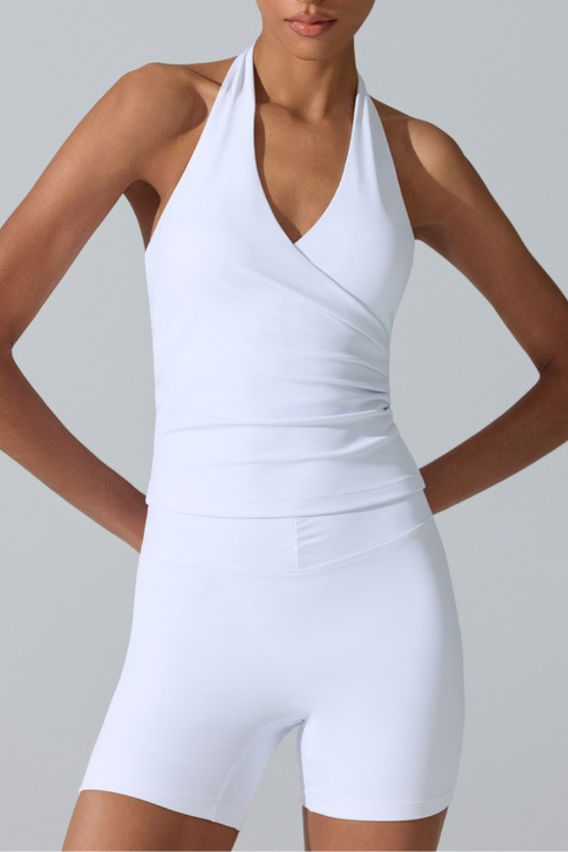 Women's Nude-Feel Halter Neck Tank Top And Shorts Sets