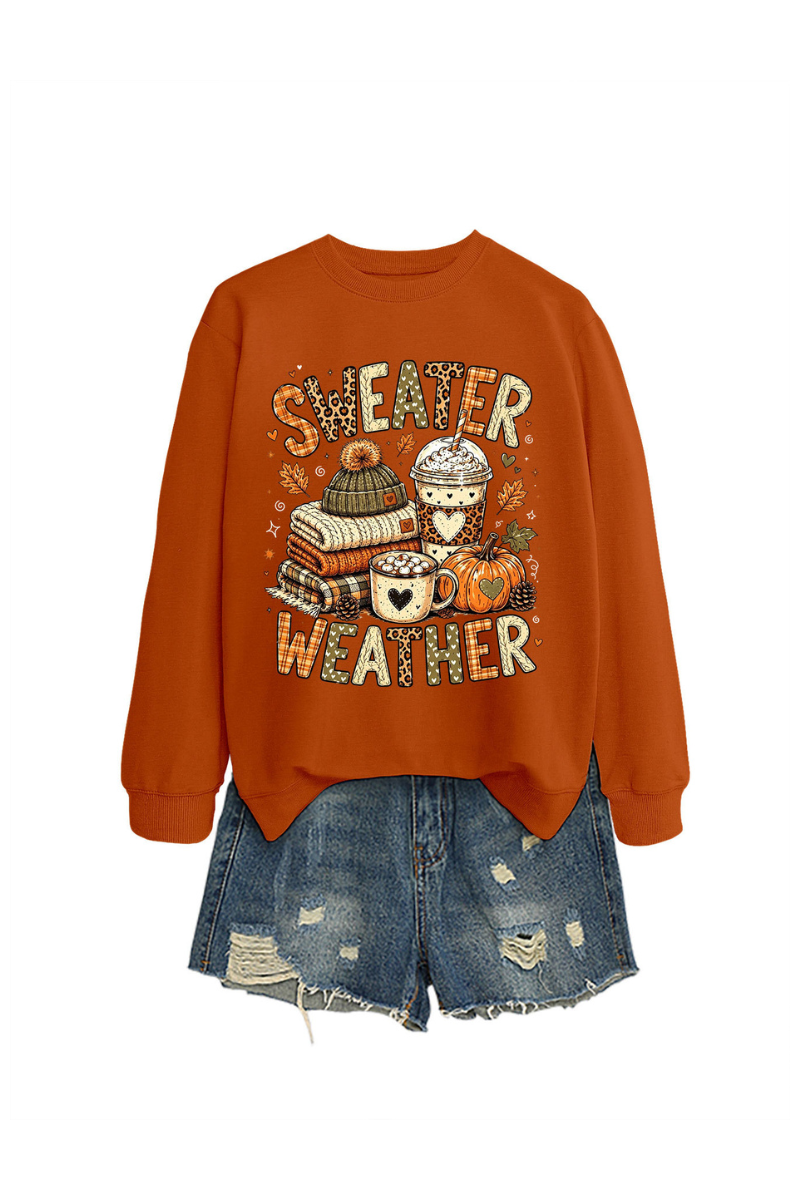 Women's Fall Cute Pumpkin Letter Print Relaxed Pullover