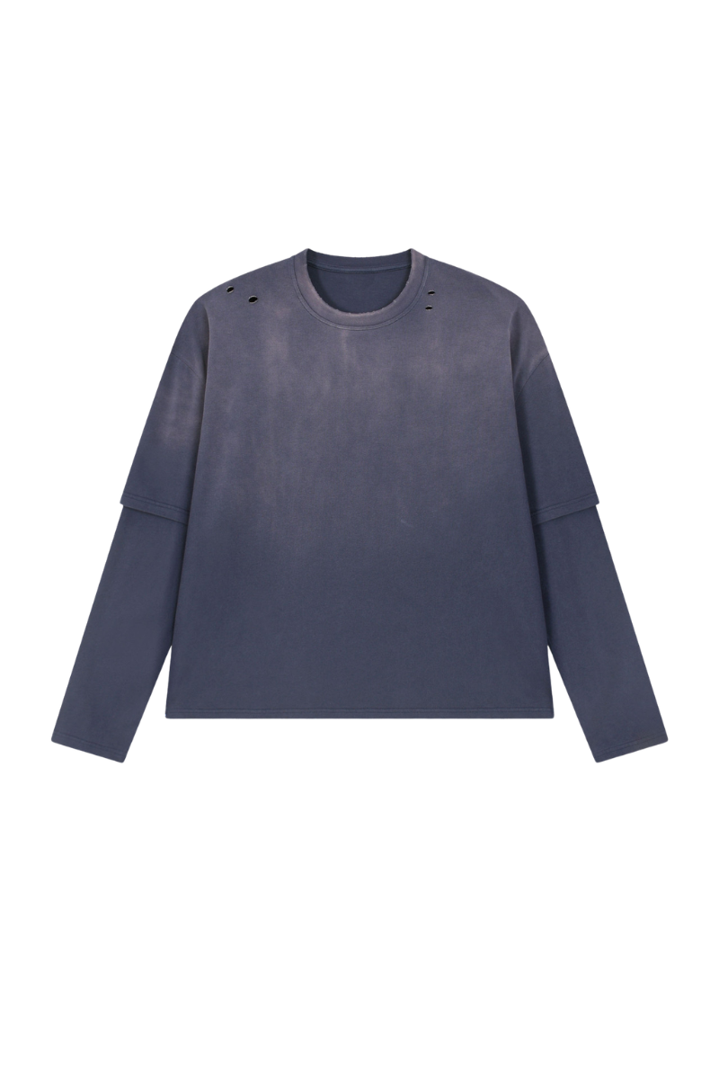 Men's 100% cotton Vintage Wash Gradient Relaxed Pullover