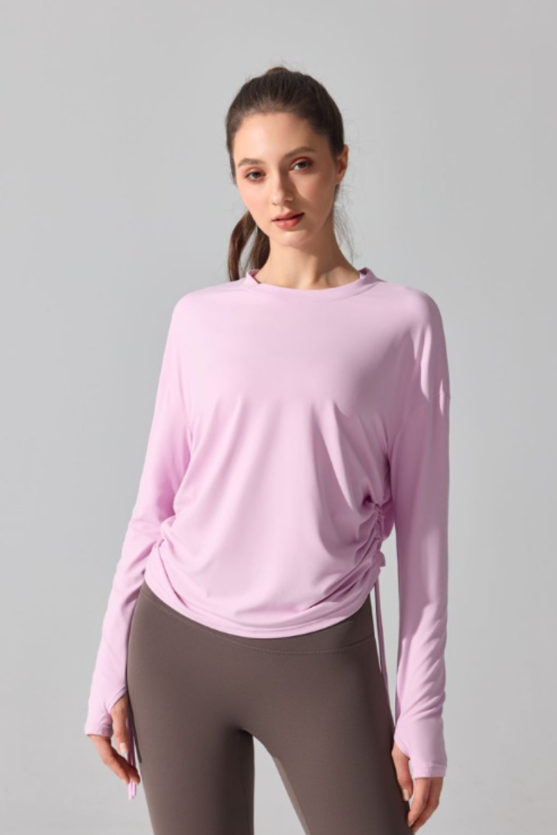 Women's Double Side Drawstring Thumb Hole Long Cover-Up
