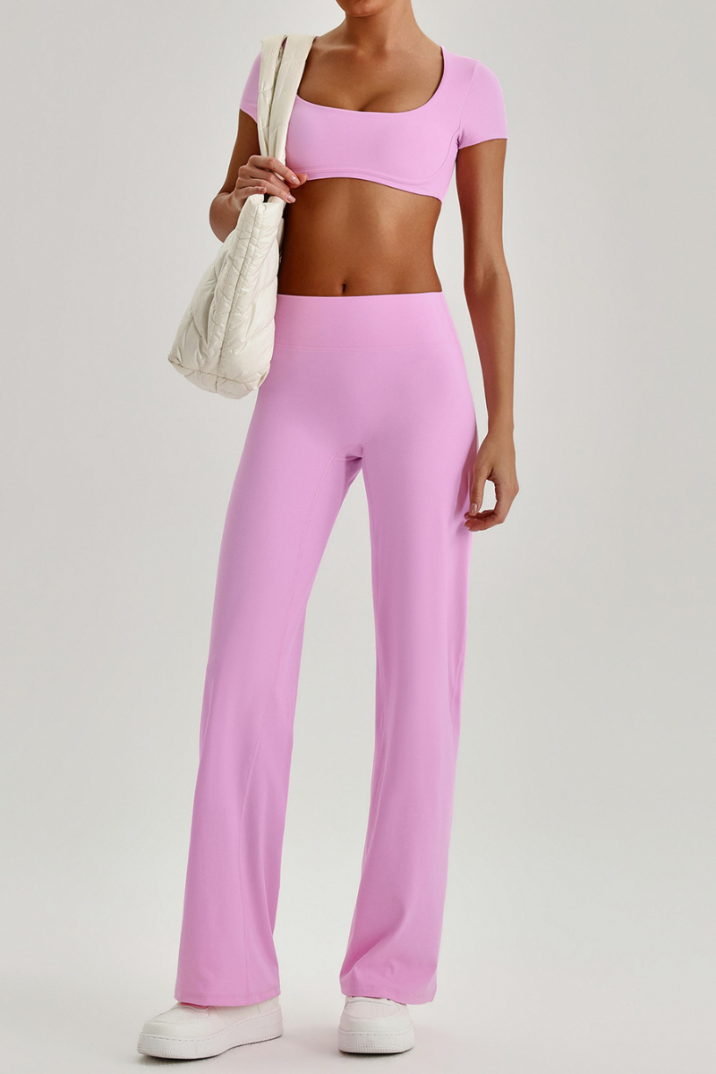 Women's  Quick Dry T-shirt & No Front Seam Yoga Pants Set