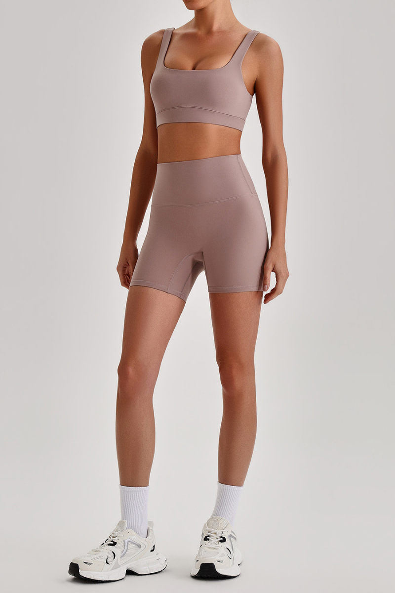 Women's  High Stretch Bra & No Front Seam Yoga Shorts Set