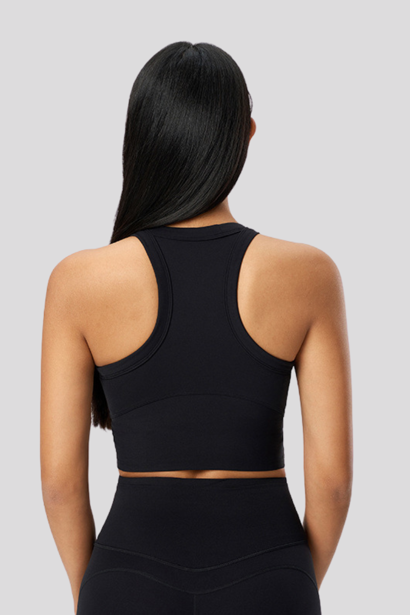 Women Racerback Round Neck Solid Sports Bra