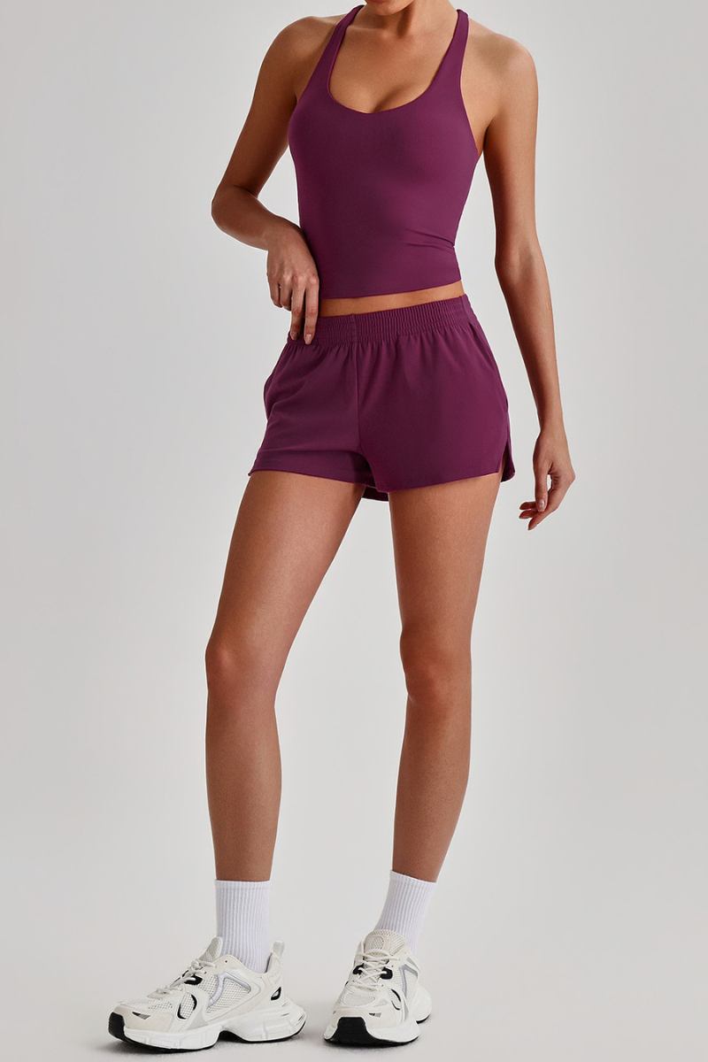 Women's Athletic Racerback Tank Top & Side Pocket Shorts Set