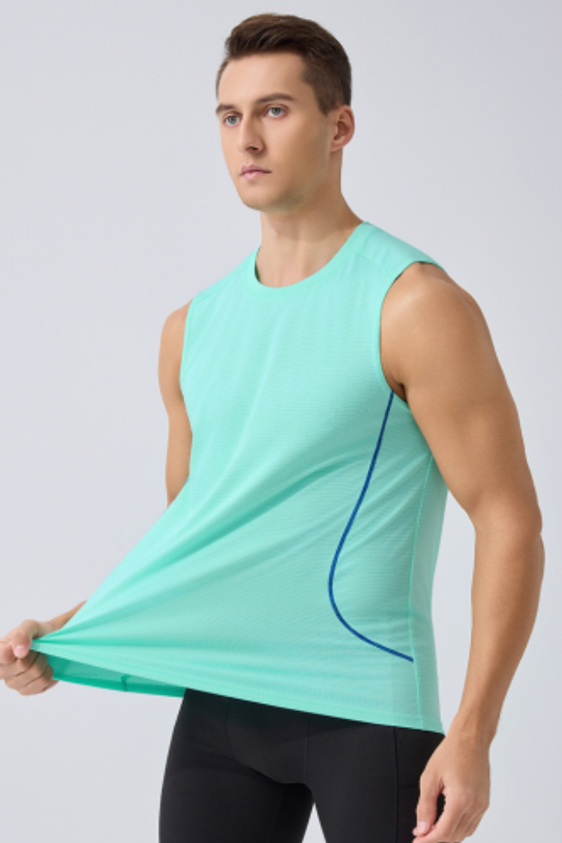 Men's Contrast Stitch Dry Crew Neck Sleeveless Tank Top