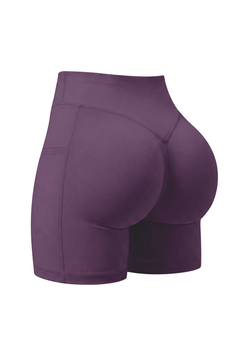 Women's Athletic Side Pocket Solid Yoga Shorts