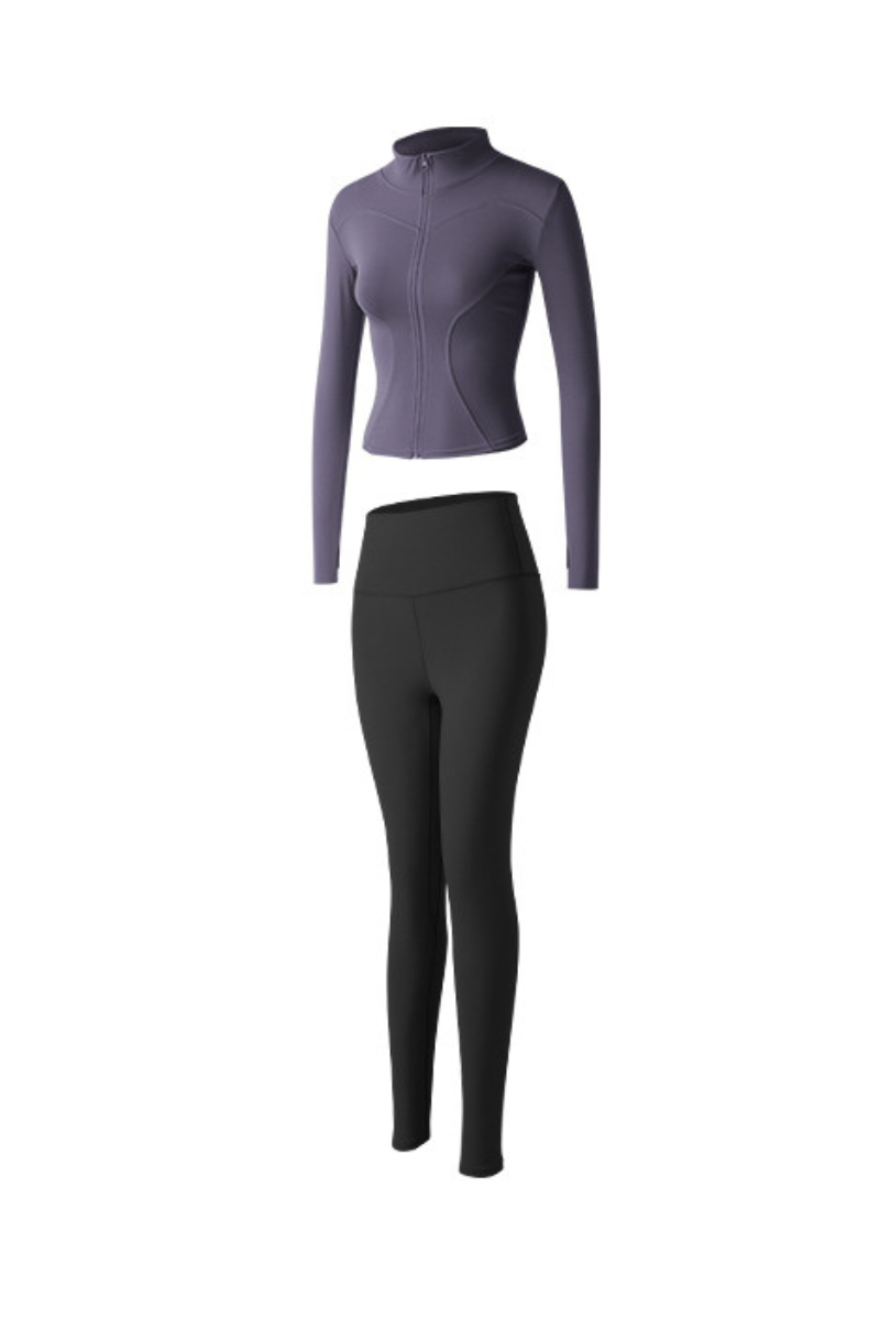 Women's Athletic Sets:Stand Collar Jacket And Leggings