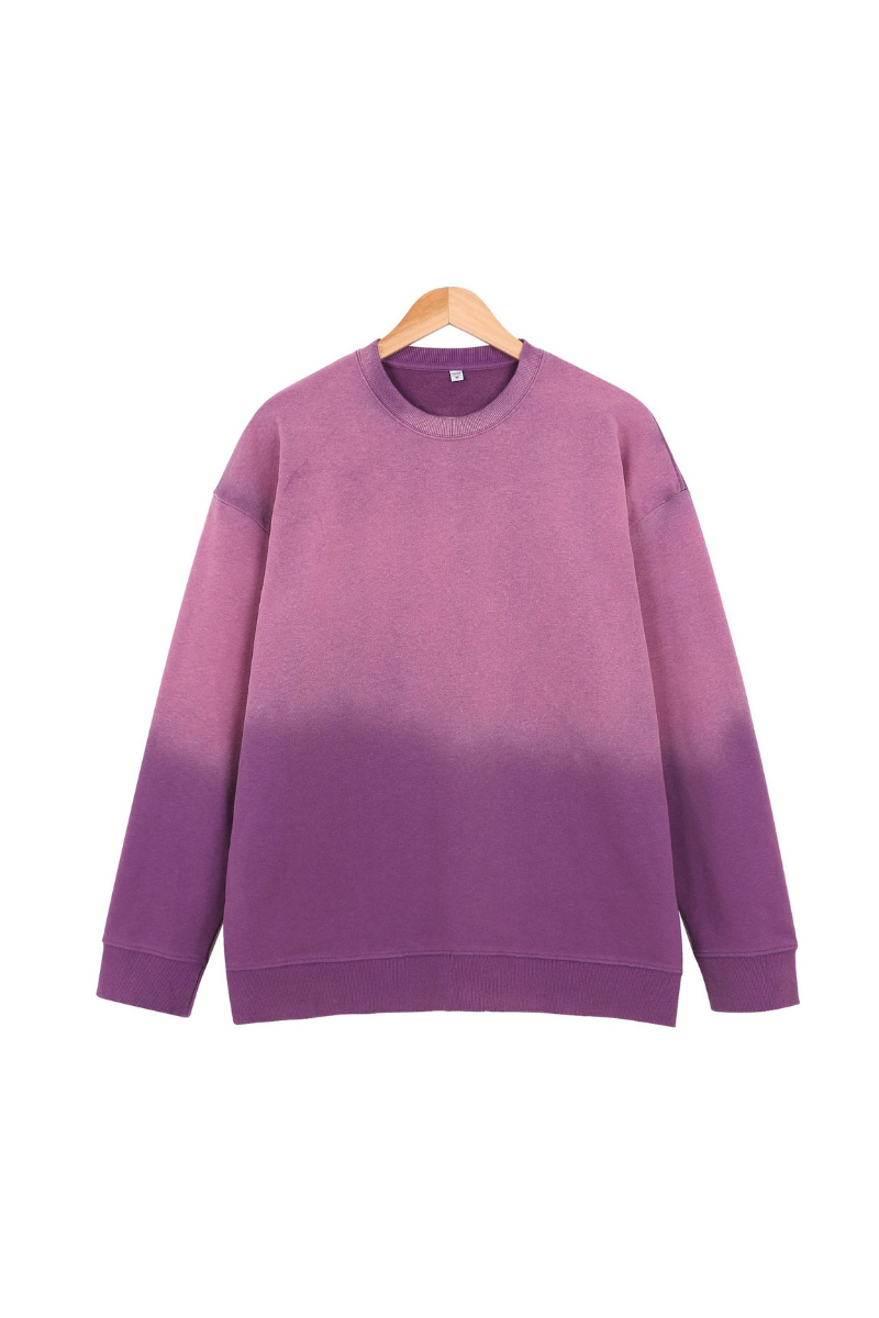 Unisex Fall Vintage Gradient Drop Shoulder Pullover