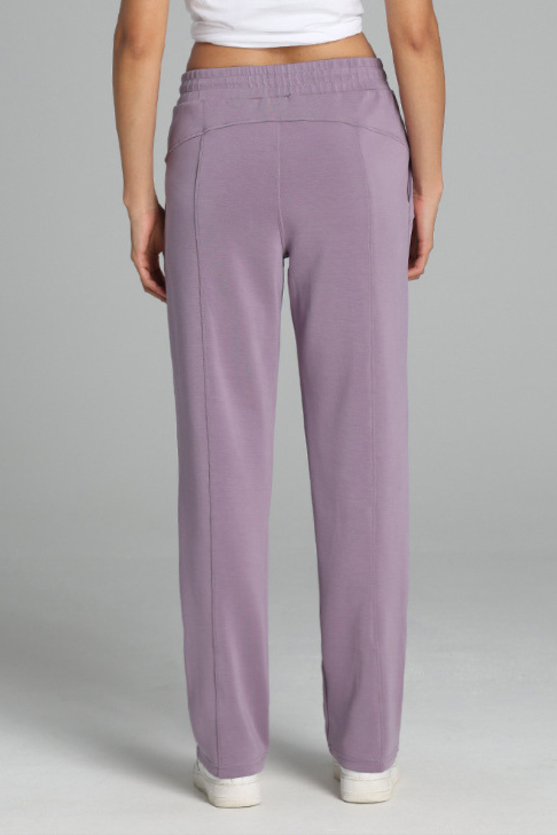 Women's Modal Air Layer Solid Sports Straight-Leg Pants