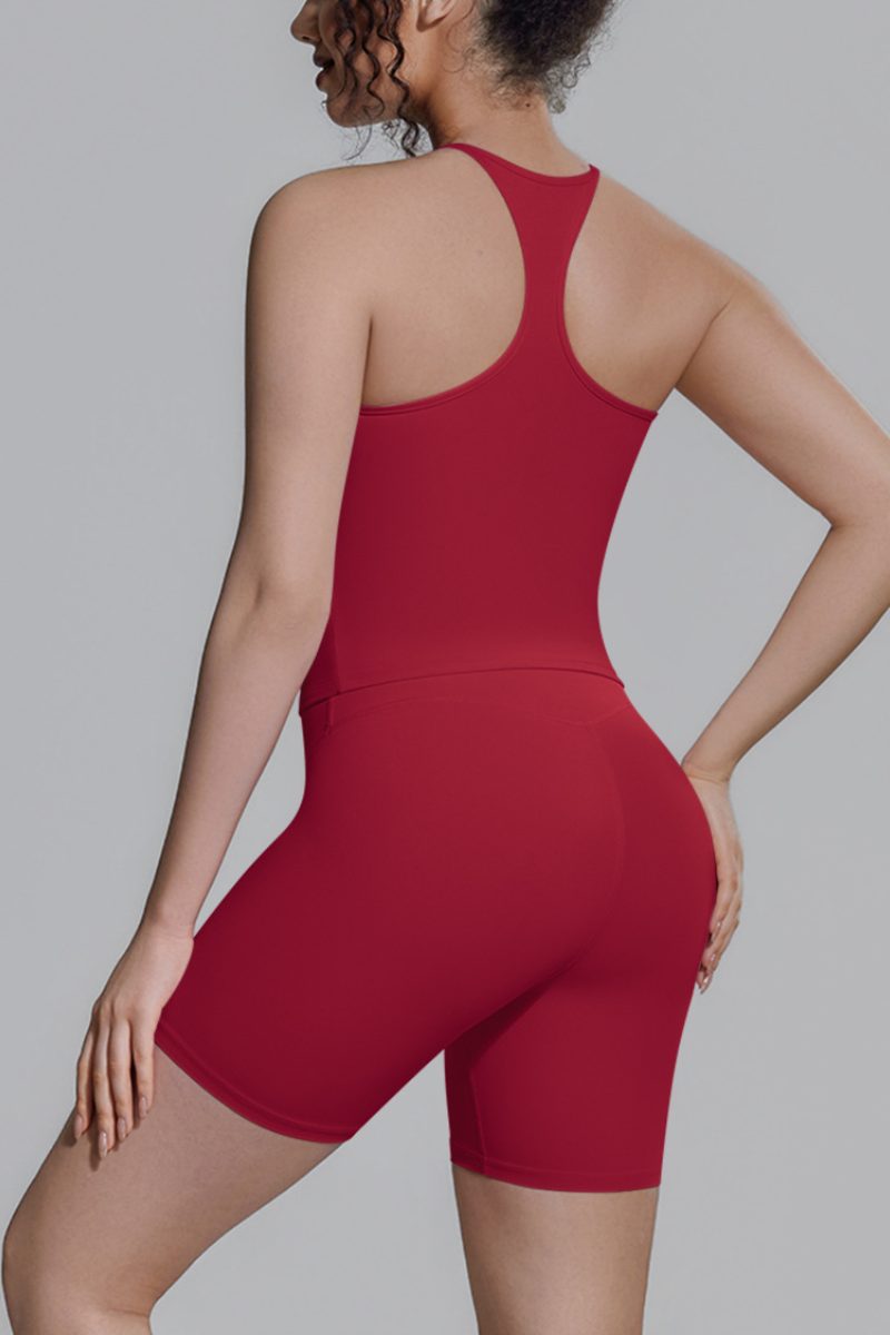 Women's Athletic Sets:Racerback Tank Top And Shorts