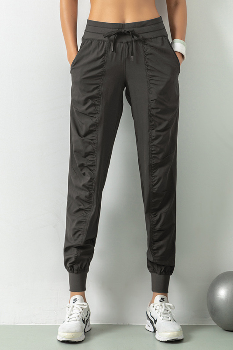 Women's Lightweig Drawstring Pocketed Ruched Side Joggers