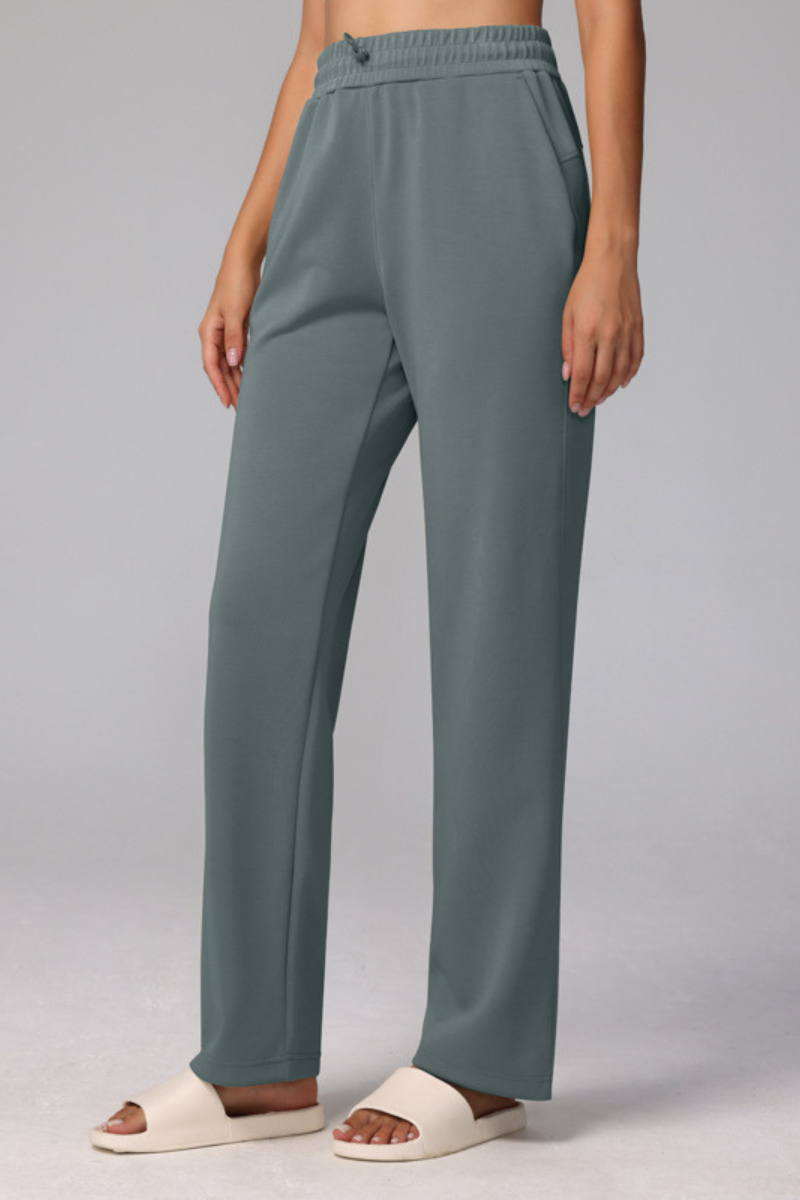 Women's Modal Air Layer Solid Sports Straight-Leg Pants