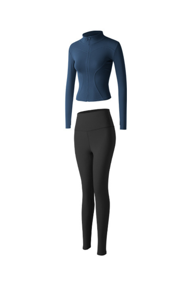 Women's Athletic Sets:Stand Collar Jacket And Leggings
