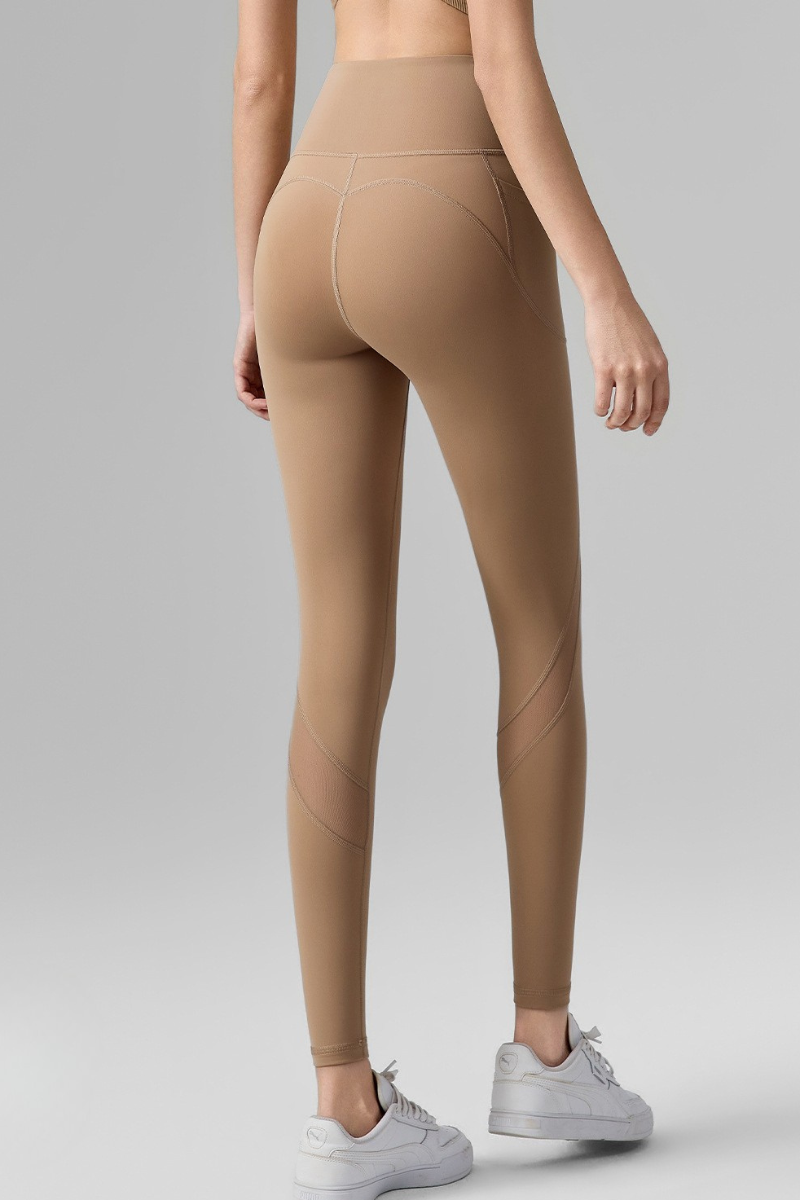 Women's Mesh-Panel High-Waisted Leggings with Side Pockets