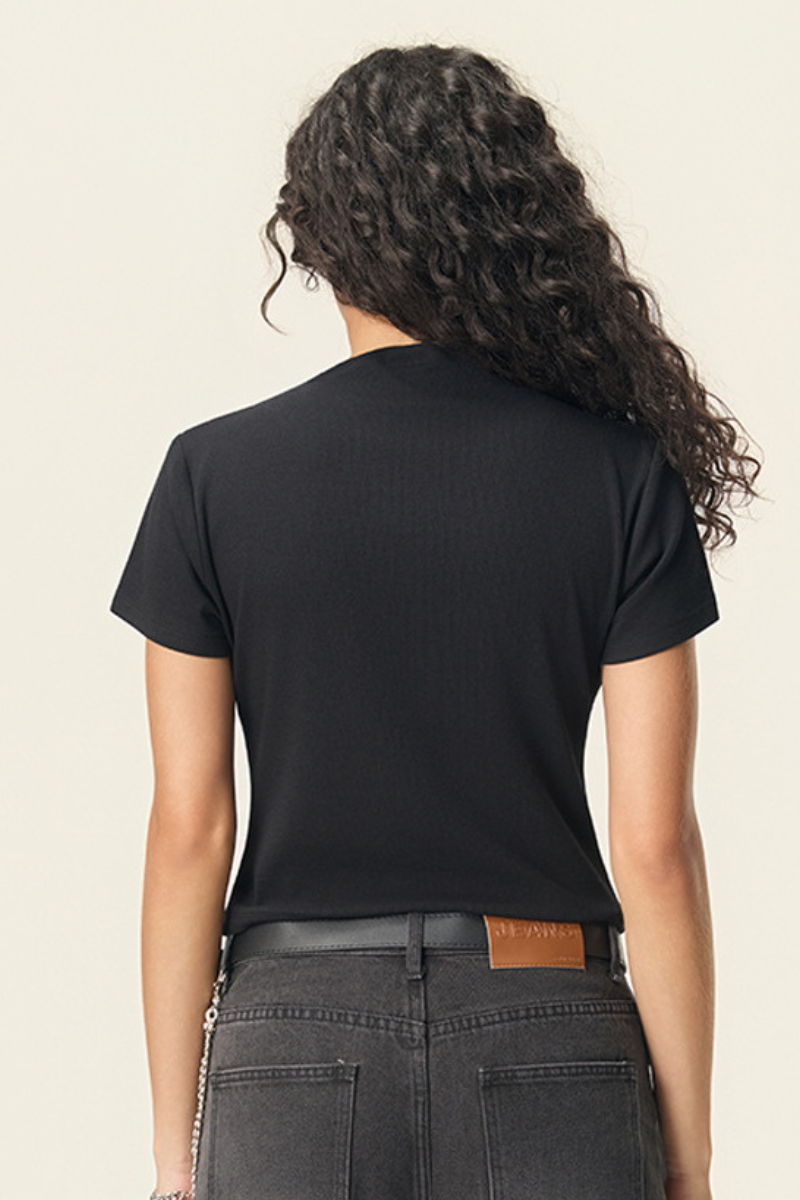 Women's 260g Mock Neck Soft Stretch Multicolor Slim Tee