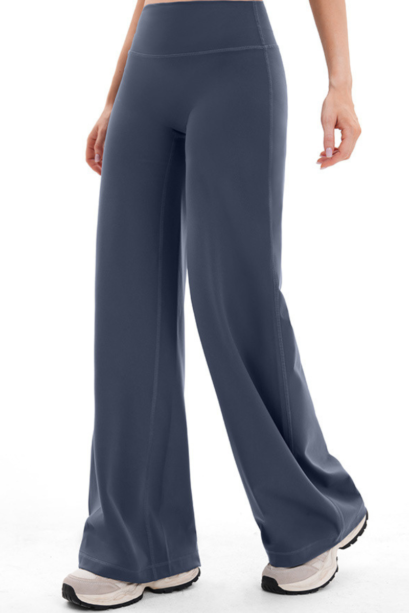 Women's Brushed Wide Waistband Draped Wide Leg Pants