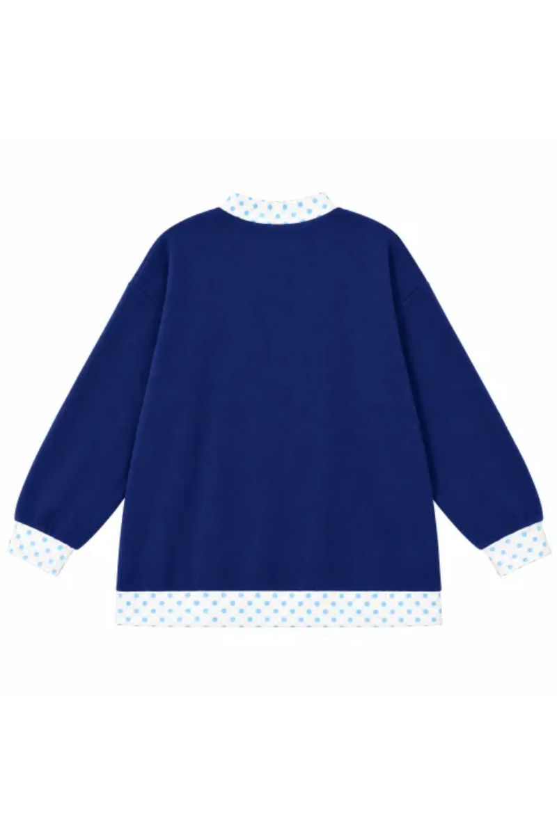 Women's Fall Custom Polka Dot Embroidery Mockneck Sweatshirt
