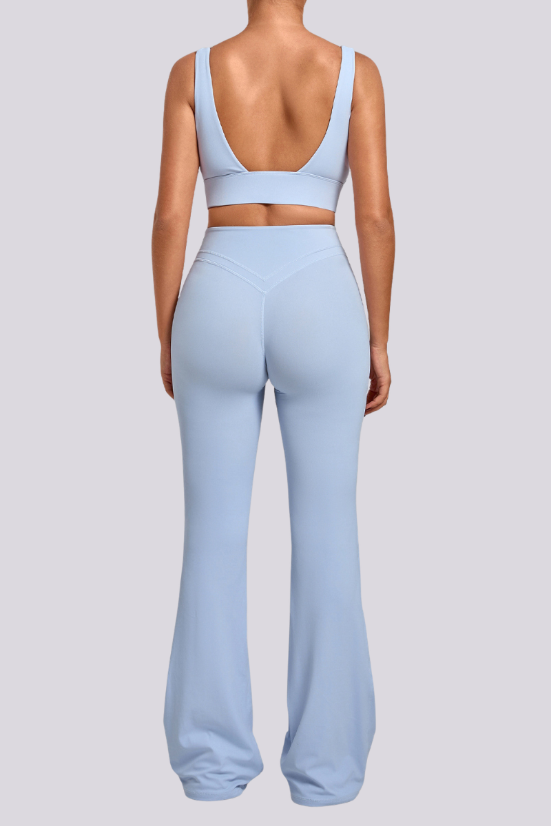 Women's Backless Bra And Cross Waist Flared Pants Sets