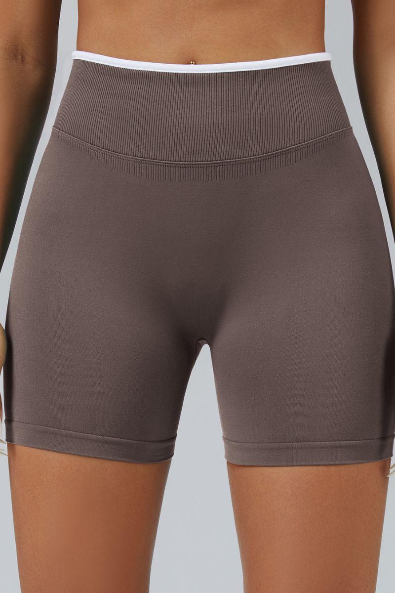 Women's Color Contrast Trim Seamless 3 Inch Yoga Shorts