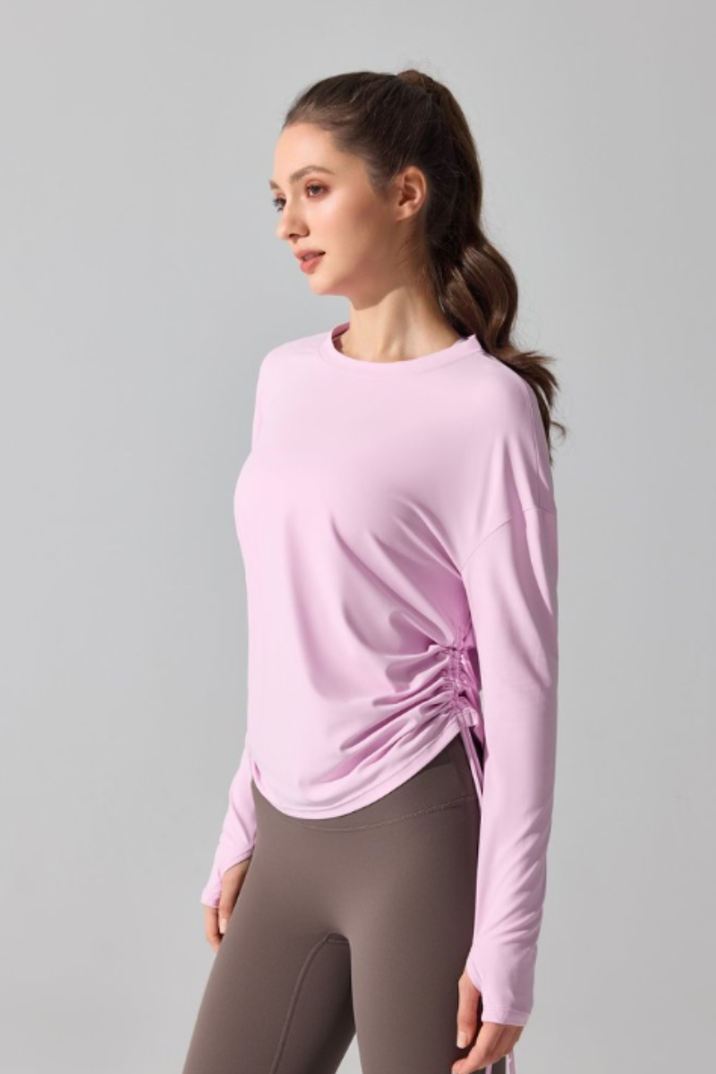 Women's Double Side Drawstring Thumb Hole Long Cover-Up
