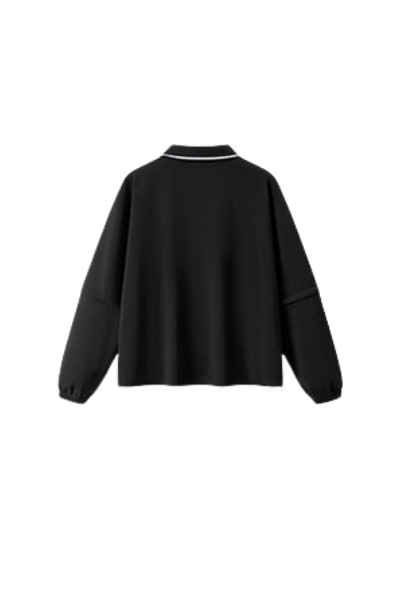 Unisex Fall V-Neck Polo Collar Detachable-Sleeve Sweatshirt