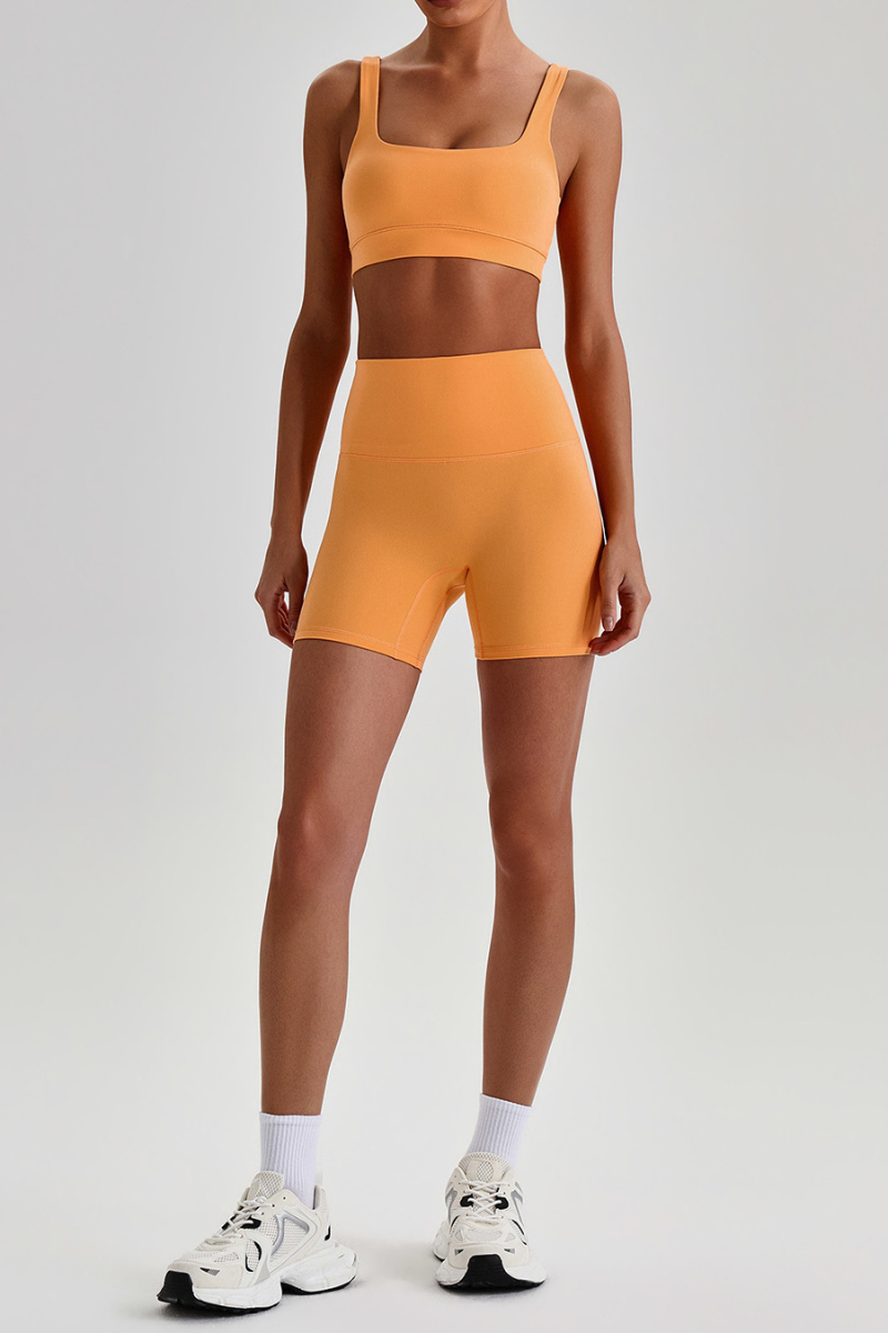 Women's  High Stretch Bra & No Front Seam Yoga Shorts Set