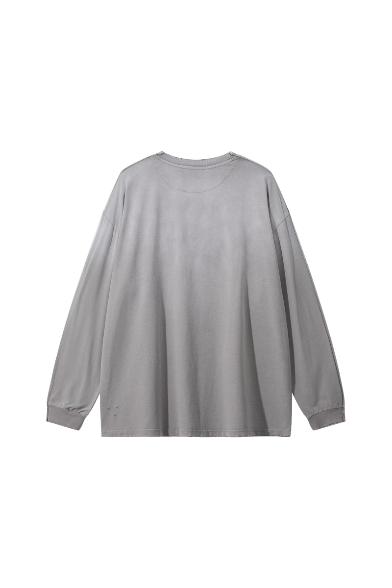Unisex Fall 100%Cotton Vintage Washed Drop Shoulder Pullover