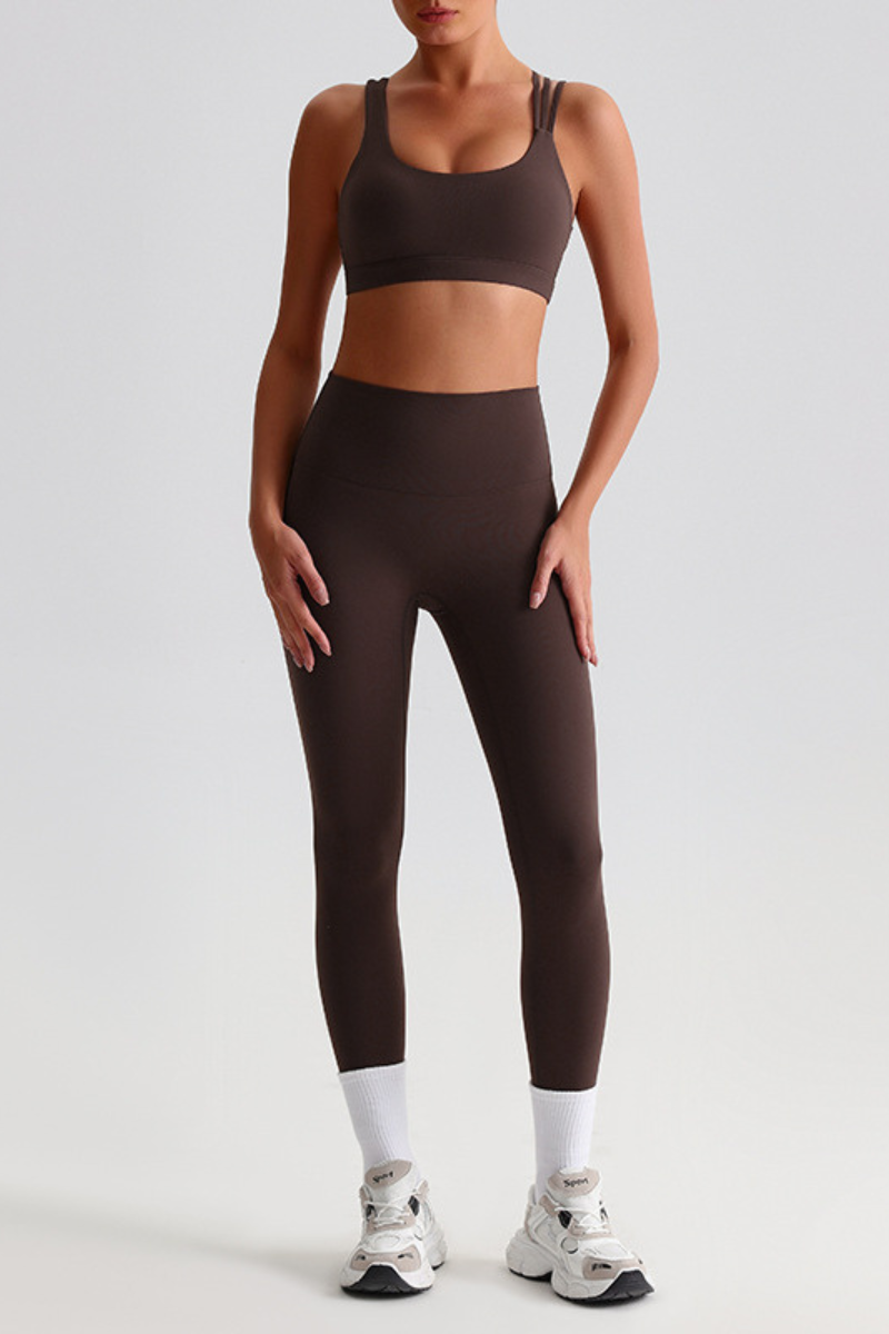 Women's Brushed Cross Back Bra & High Rise Yoga Leggings Set