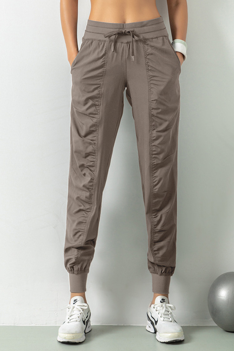 Women's Lightweig Drawstring Pocketed Ruched Side Joggers