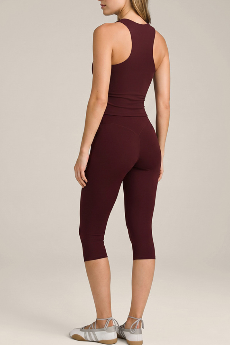 Women's Brushed Racerback Tank Top And Capri Yoga Set
