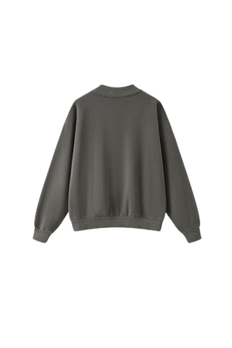 Unisex Fall Vintage Washed Fleece Quarter Zip Sweatshirt