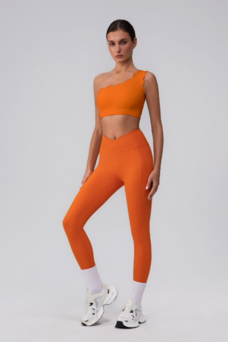 Women's Asymmetric One-Shoulder Bra & V-Waist Leggings Set