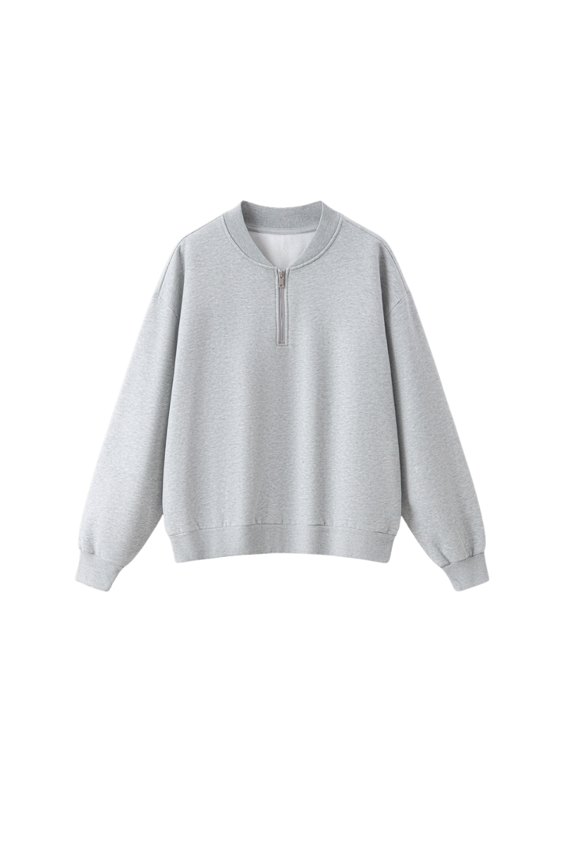 Unisex Fall Vintage Washed Fleece Quarter Zip Sweatshirt