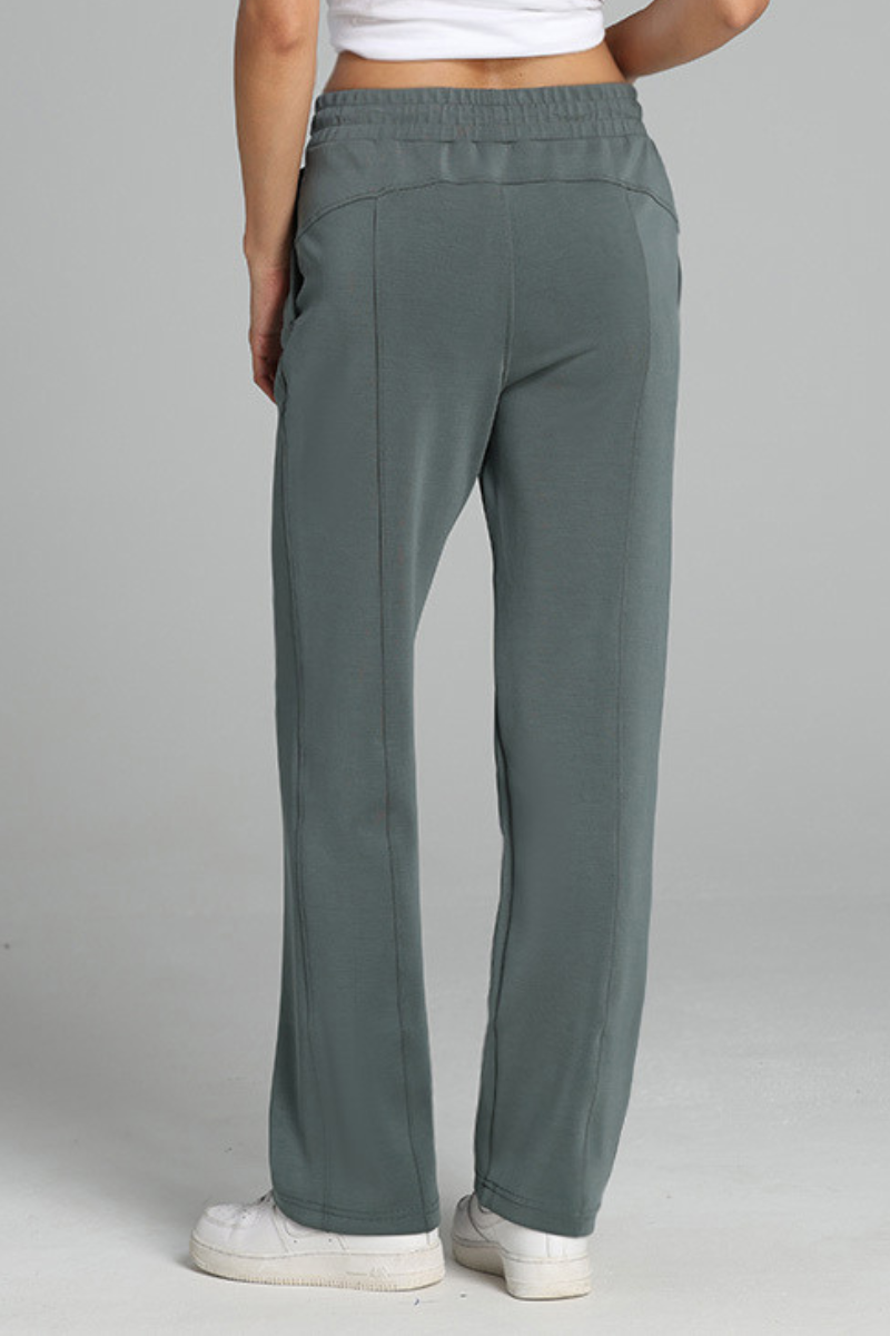 Women's Modal Air Layer Solid Sports Straight-Leg Pants
