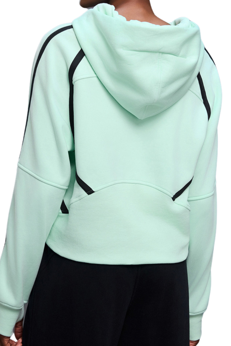 Women's Fall Fleece Varsity Half-Zip Hoodie With Thumb Holes