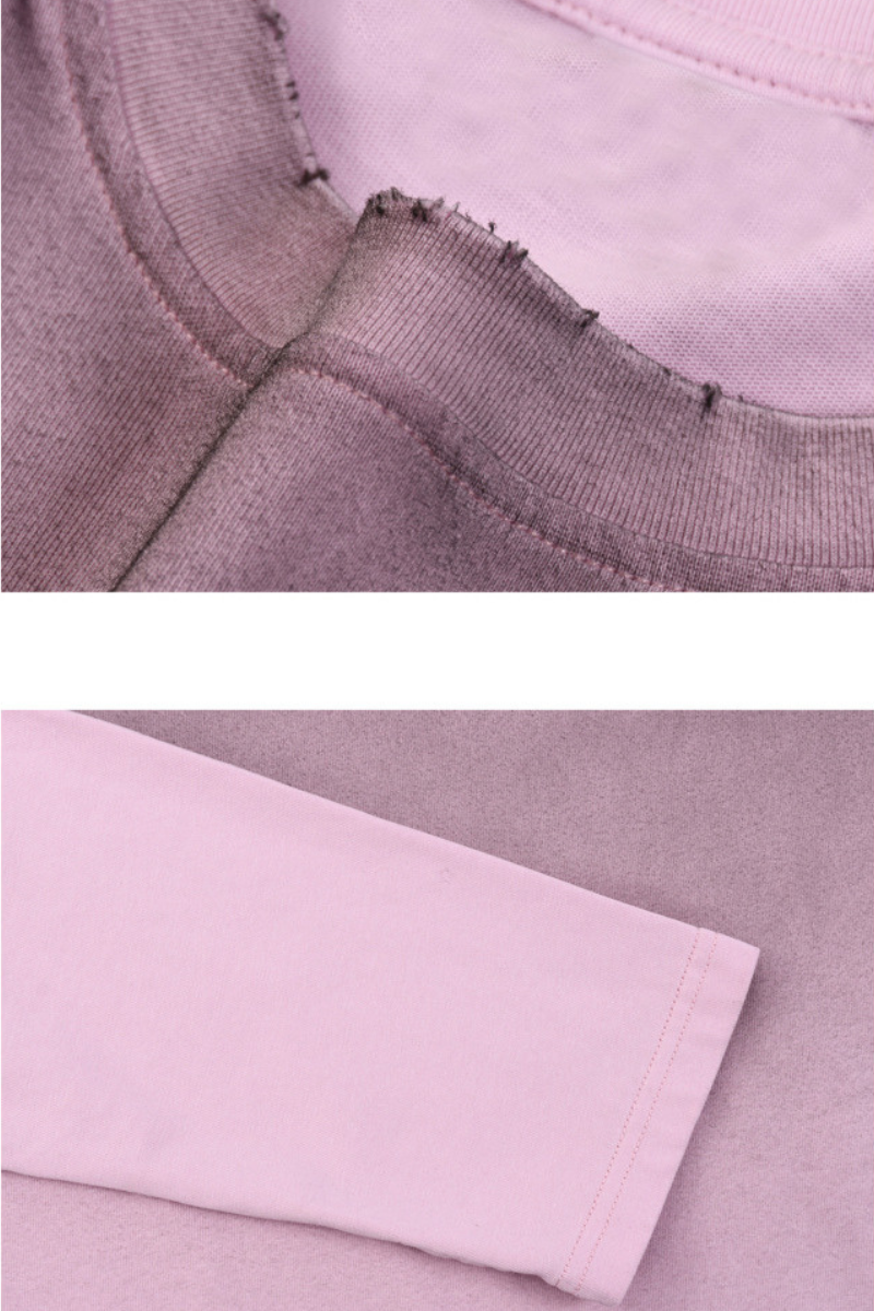 Men's 100% cotton Vintage Wash Gradient Relaxed Pullover