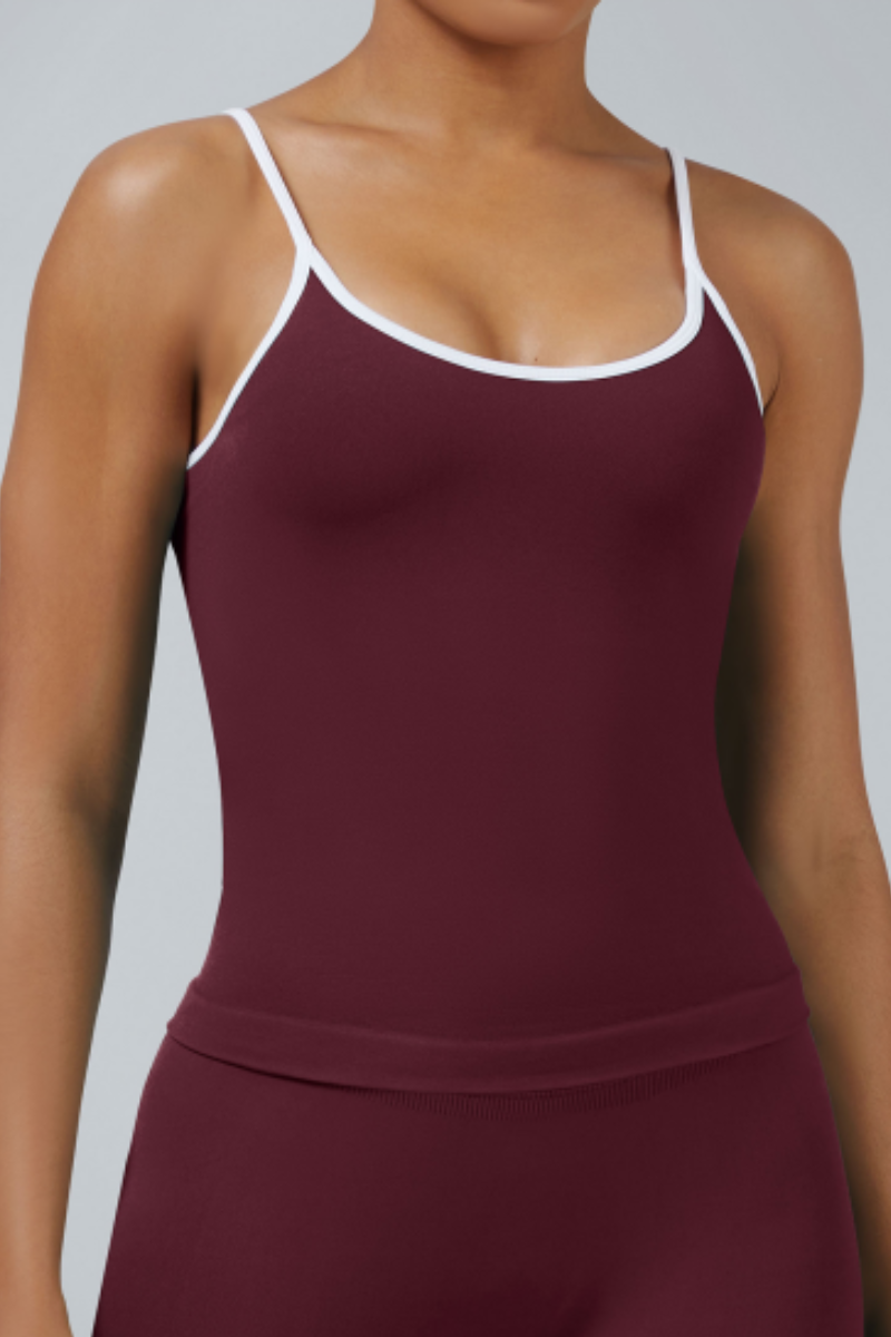 Women's Color Trim Seamless Longline Sports Cami Tank Top