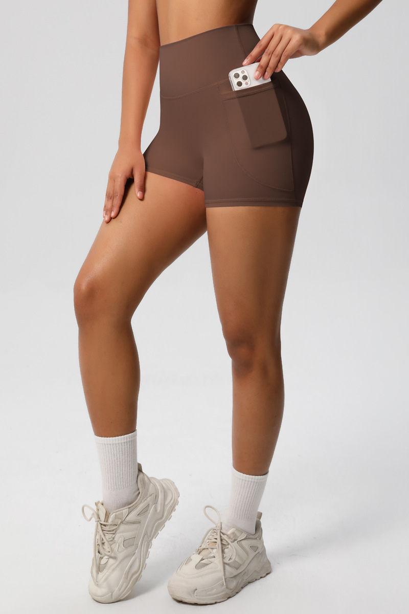 Women's High Waist Side Pocket Yoga Workout Biker Shorts