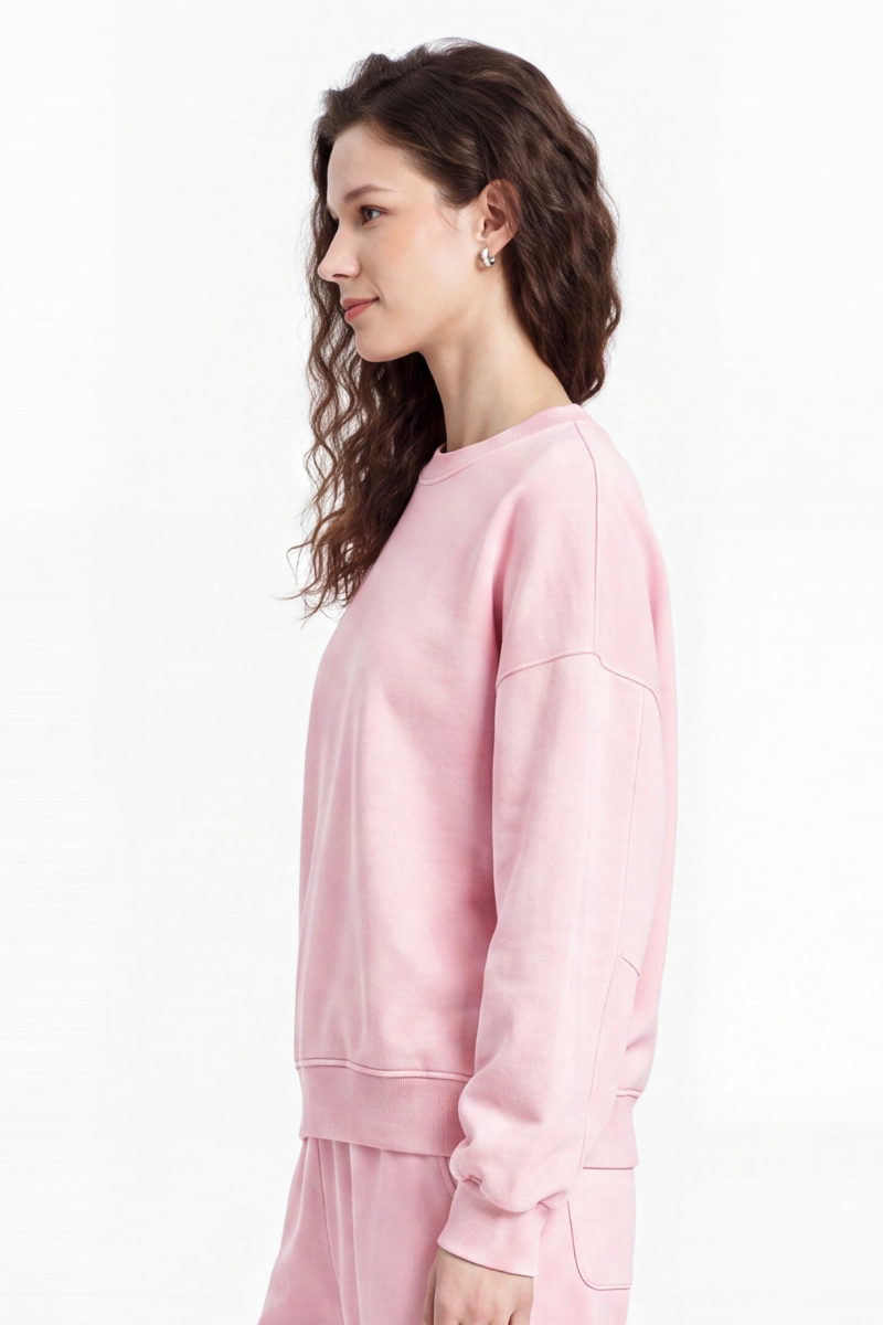Women's Fall 100% Cotton Streetwear Washed Relaxed Pullover