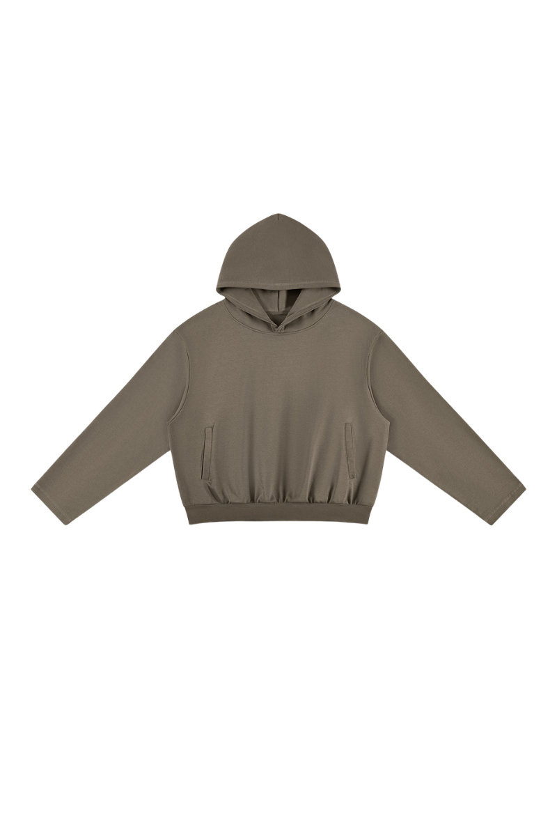Women's Fall Cropped Kangaroo Pocket Drop-Shoulder Hoodie