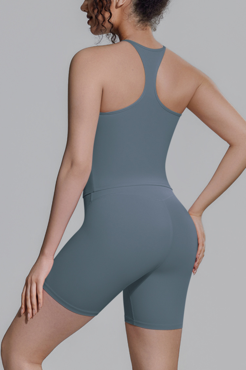 Women's Athletic Sets:Racerback Tank Top And Shorts