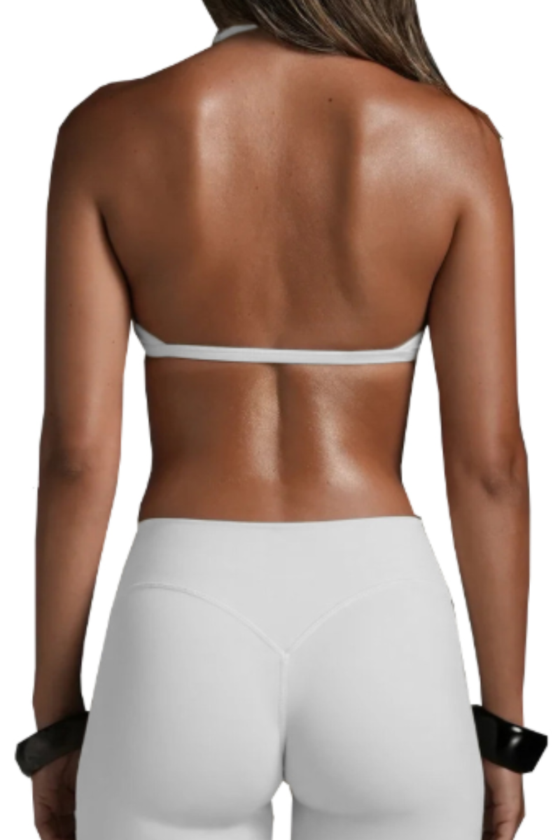 Women's Halter V-Neck Backless Triangle Cup Sports Bra